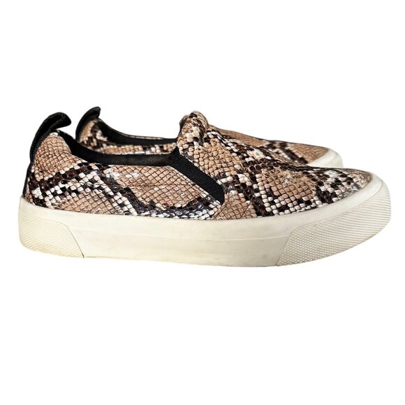 Zara Snakeskin Slip-On Sneakers Faux Leather Platform Size 6 Animal Print - Picture 1 of 7
